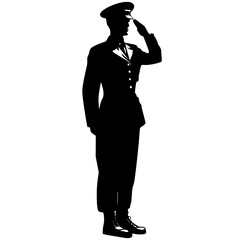 Military soldier standing giving salute vector illustration