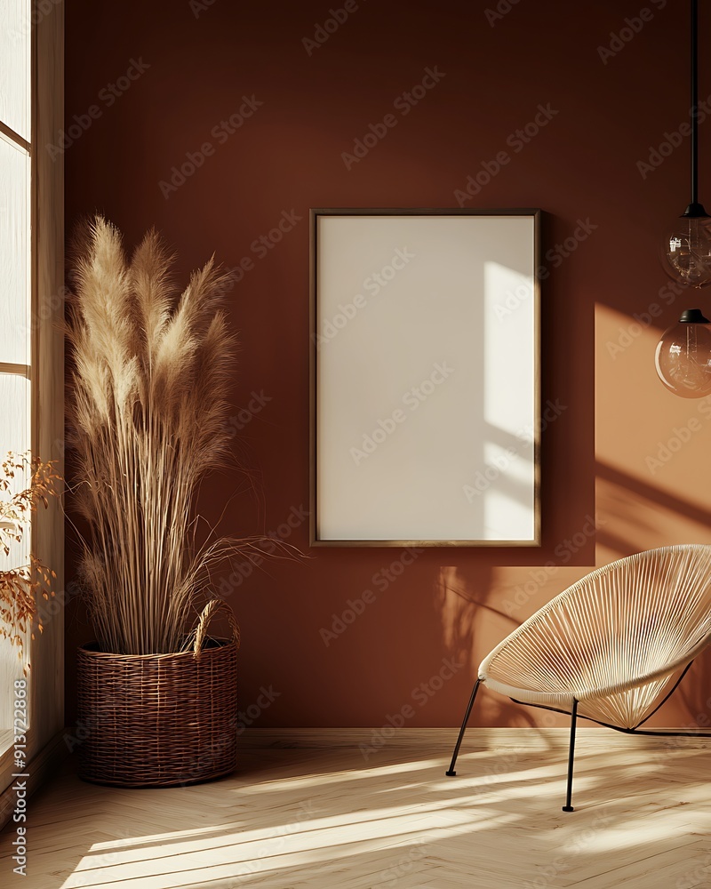 Poster high definition 3d render of mockup frame in modern studio interior