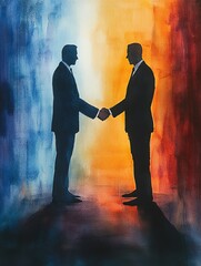 Shadowy figures shaking hands in a dimly lit room, representing political alliances and backroom deals