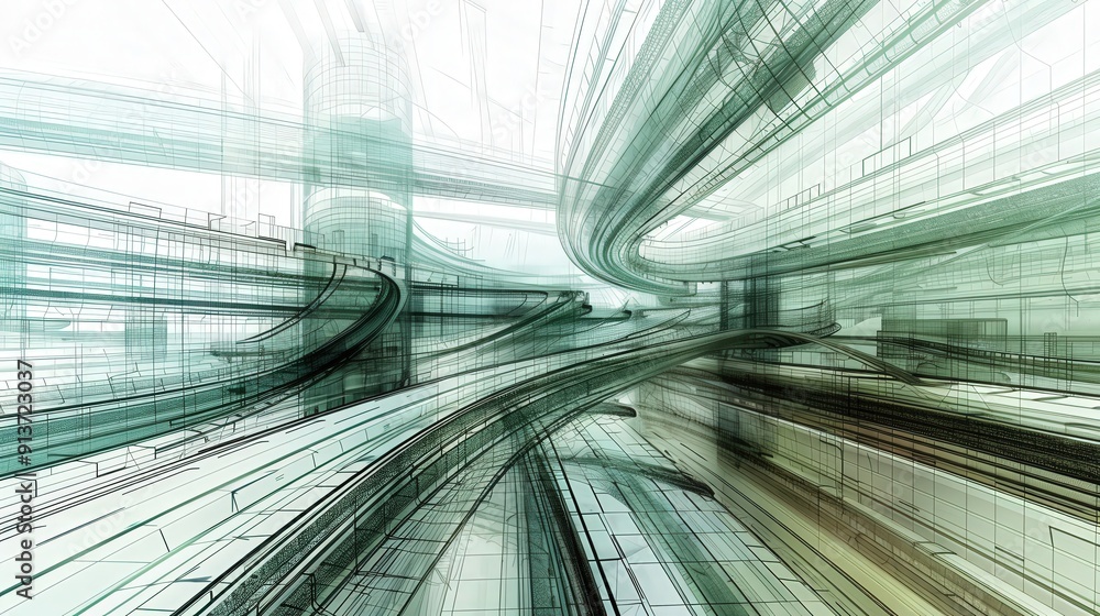 Poster discover the precision of futuristic engineering designs, optimizing structures and infrastructure f