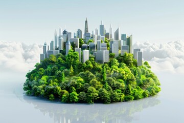 Fototapeta premium Green earth-friendly low-emission urban lifestyle promoting sustainable living practices