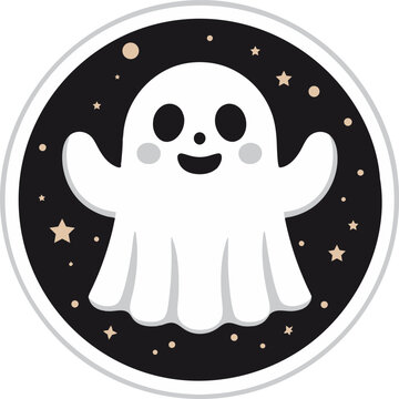 recommend clip art: Halloween Ghost With Round Circle. Halloween Concept, Ghost Doodle.