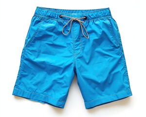 Blue Shorts for Men. White Background Male Fashion Product Isolated