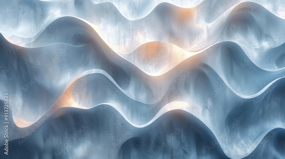 Poster fluid motion of waves illuminated by gentle light in abstract pattern