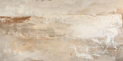 Soft neutral abstract painting with textured layers