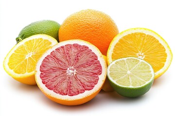 Vibrant Citrus Fruits - Oranges, Lemons, Limes. Fresh, Vitamin C-Rich, Colorful and Bright Fruits Photography Close Up.