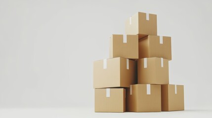 Obraz premium a stack of cardboard boxes on a white background