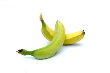 isolated Cavendish bananas on white background. It is a fruit with good taste. It has a delicious aroma. The peel is thin, not sticky. The skin color of bananas turns golden yellow when ripe.