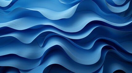 Textured Layers of Blue Material Flowing Gracefully in Soft Waves