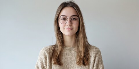 Woman wearing glasses sweater gen z portait photo The woman in g