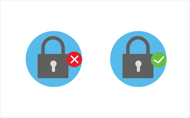 Verified locked concept. colorful approved protection lock sign and security symbol. Lock and unlock icons. illustration graphic vector design
