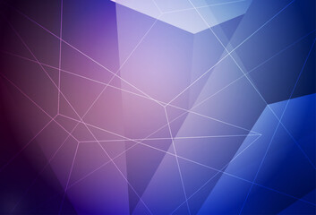 Fototapeta premium Dark Pink, Blue vector template with crystals, triangles.