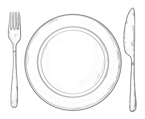 Sketch-plate-spoon-knife