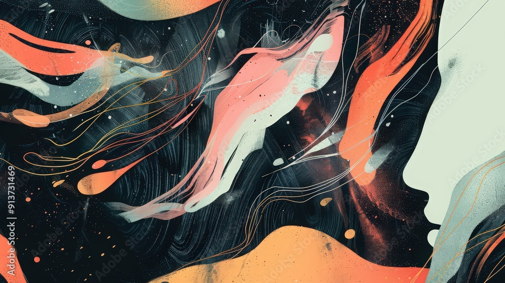 Fototapete unpredictability of abstract illustrations, where every stroke tells a unique story.