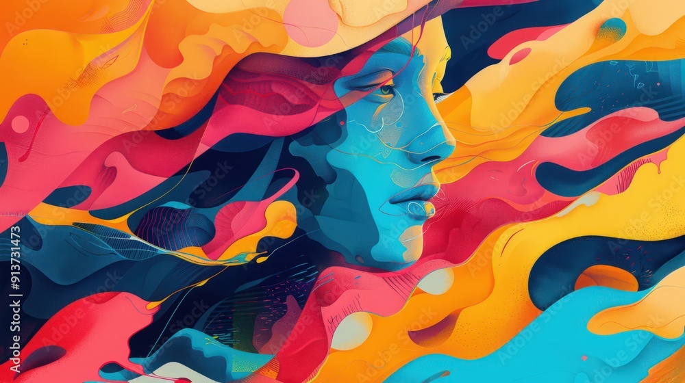 Fototapete unpredictability of abstract illustrations, where every stroke tells a unique story.