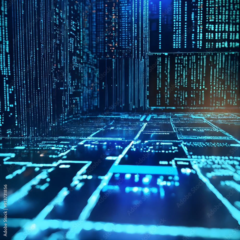 Wall mural binary code background