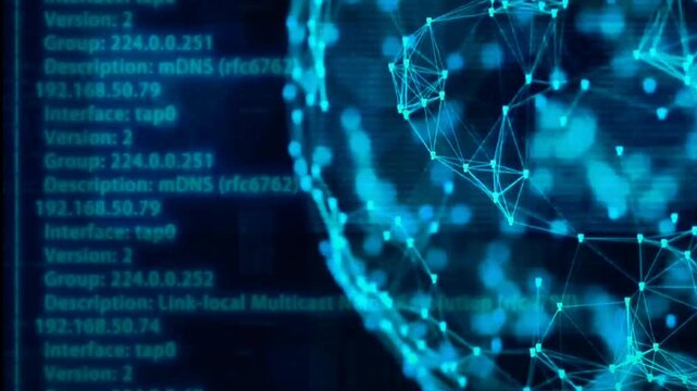 4K Cyberspace Globalization Network Technology Data Hack Motion Graphics on Black Screen Background Effect for Video Overlay