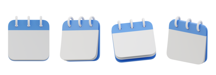 set of calendar 3d icon isolated, 3d rendering 