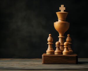 Chess team with championship trophy, intellectual victory, team achievement