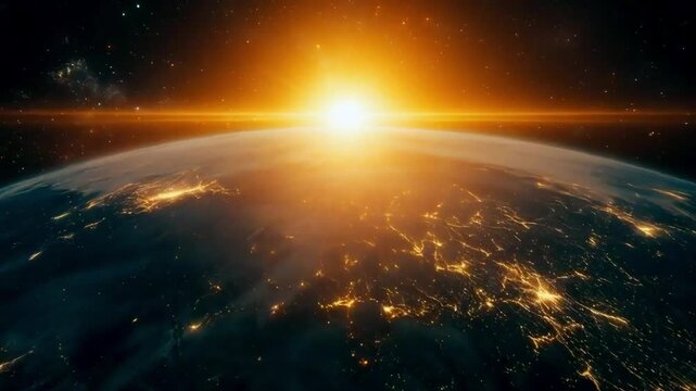 Sunrise Over Earth from Space: Dawn Illuminates the Planet