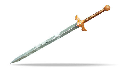 Big two-handed sword isolated on white background. Vector illustration in cartoon style