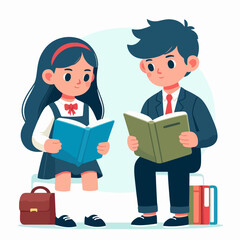 Fototapeta premium cartoon school child flat illustration