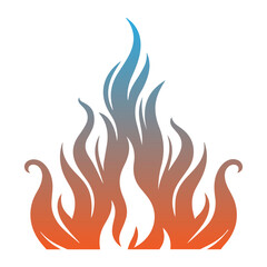 gradient orange and blue fire vector flat design 