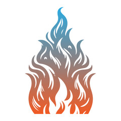 gradient orange and blue fire vector flat design 