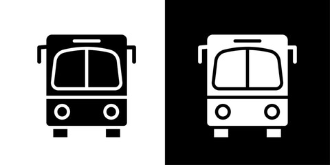 Bus icon Flat vector set outline