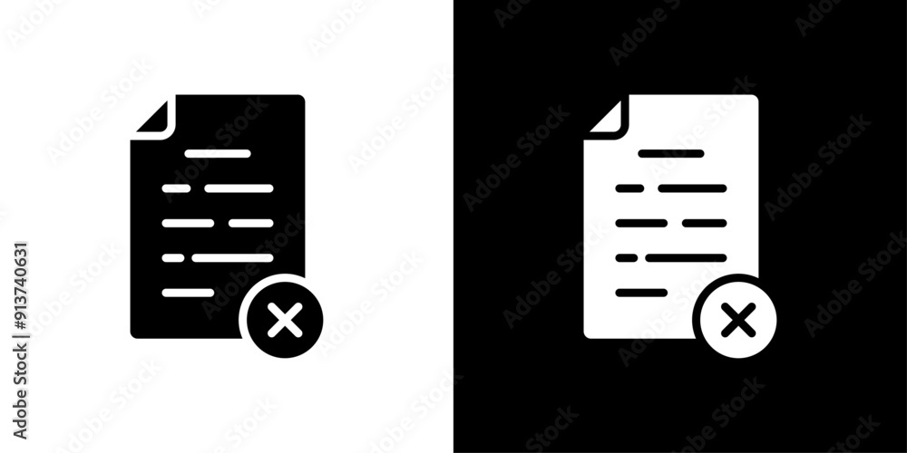 Poster delete document icon flat vector set outline