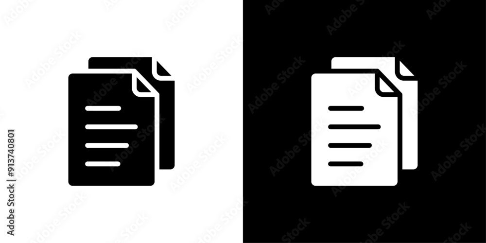 Poster duplicate icon flat vector set outline