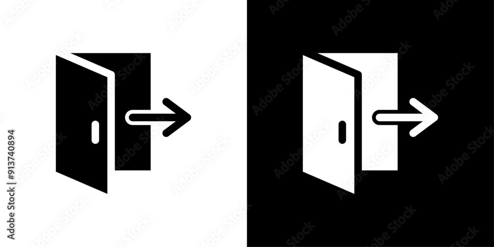 Poster Exit icon Flat vector set outline