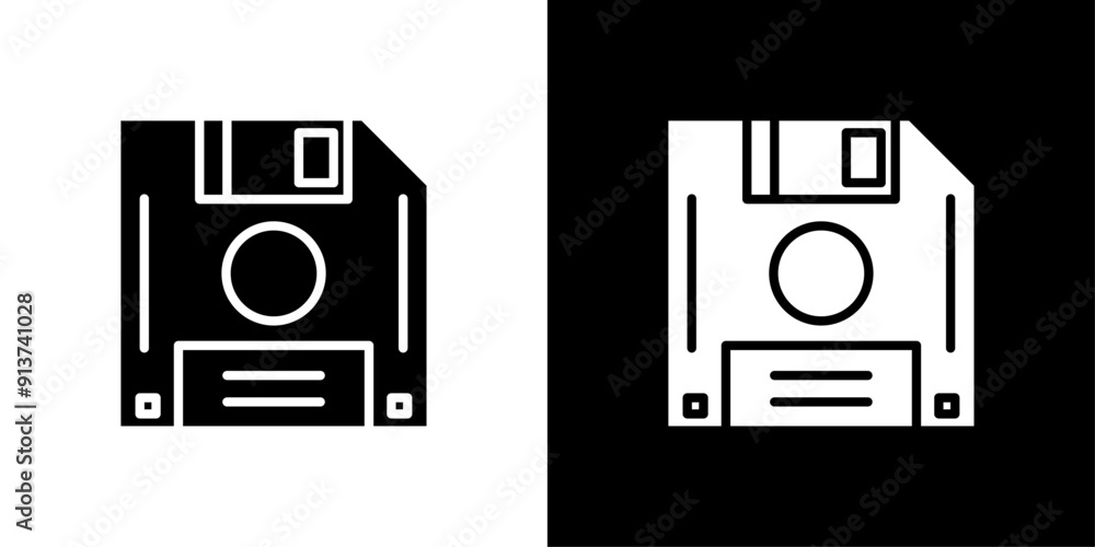 Poster floppy disk icon flat vector set outline