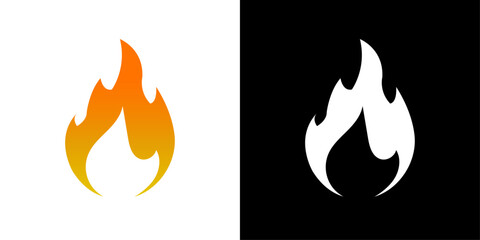 Flame icon Flat vector set outline