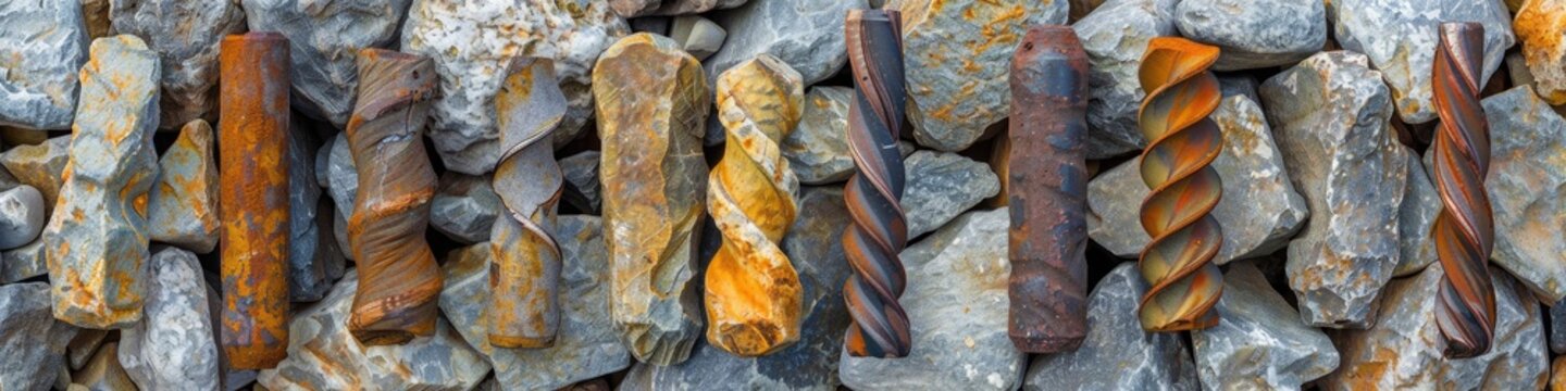 Rock samples collected during rotary drilling for geotechnical engineering analysis