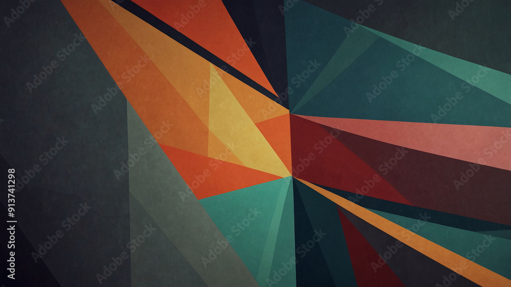 Poster abstract geometric design with vibrant intersecting shapes in a modern artistic style