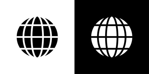 Globe icon Flat vector set outline