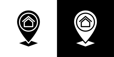 Home location icon Flat vector set outline