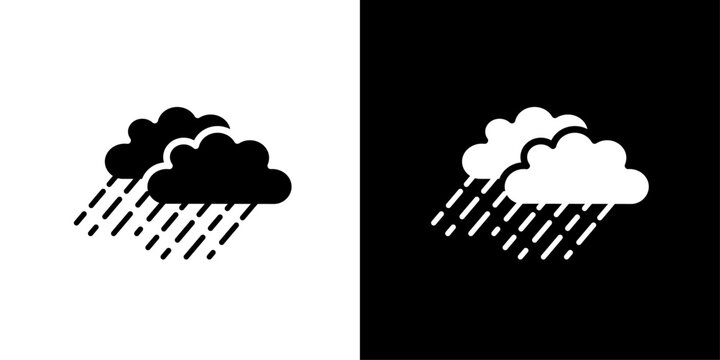 Rain icon Flat vector set outline
