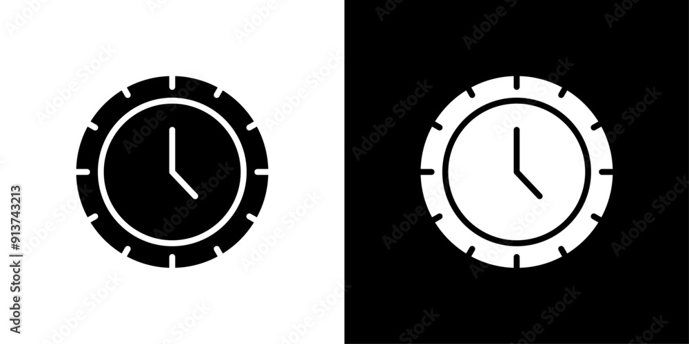 Poster time clock icon flat vector set outline