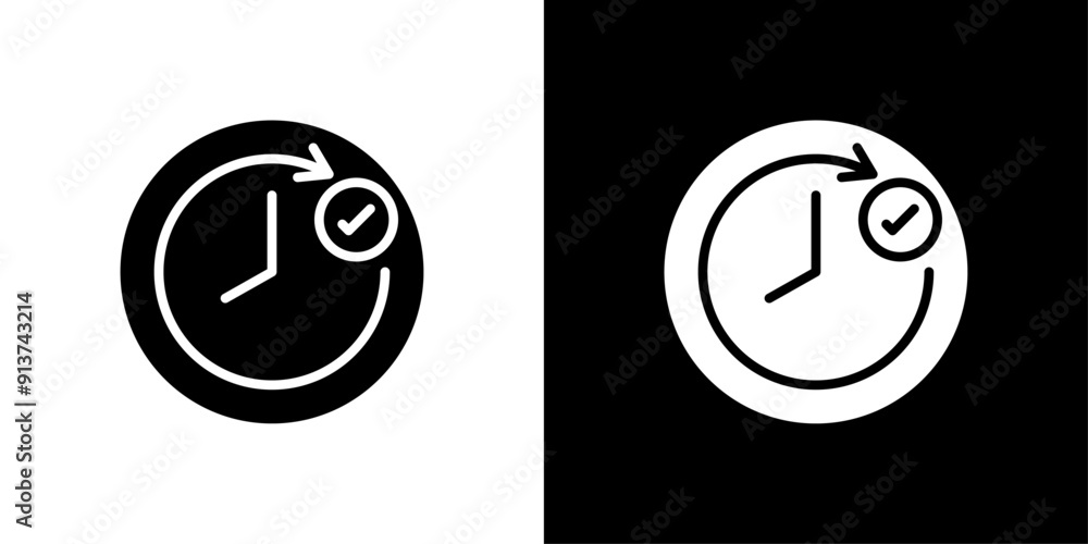 Poster time check icon flat vector set outline