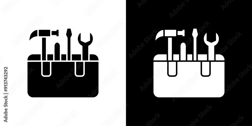Poster toolbox icon flat vector set outline