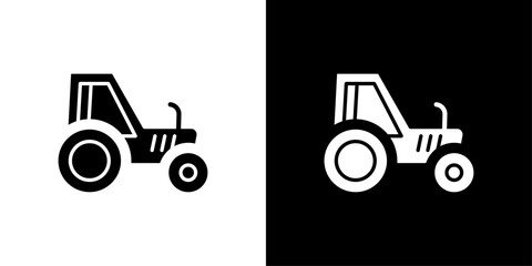 Tractor icon Flat vector set outline