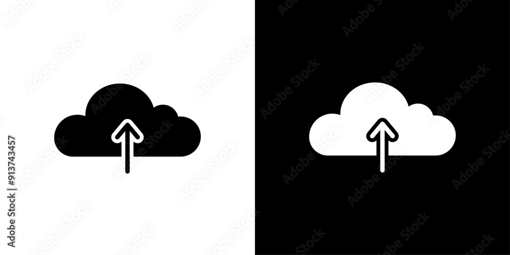Poster upload icon flat vector set outline