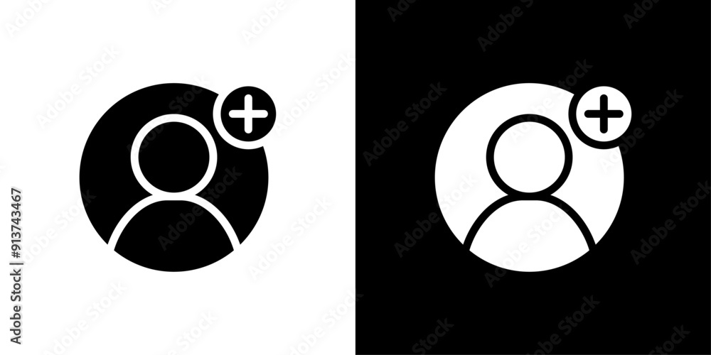 Aufkleber user add icon flat vector set outline