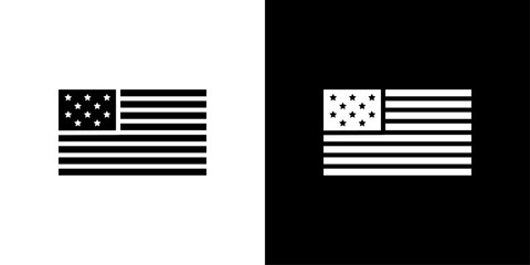 USA flag icon Flat vector set outline