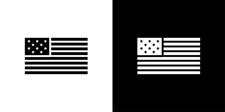USA flag icon Flat vector set outline