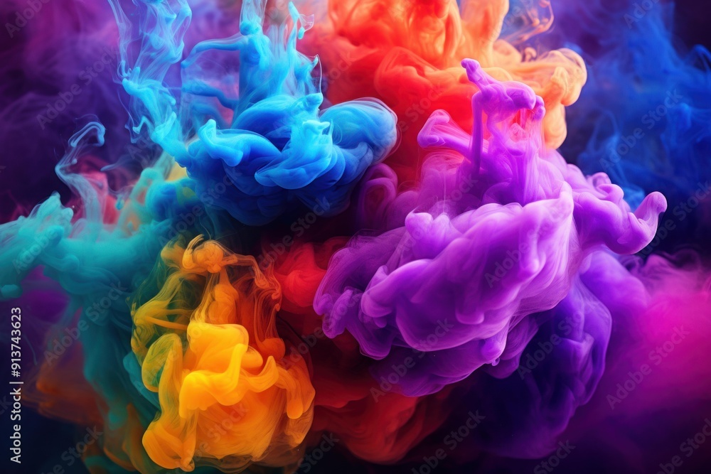Poster colorful display of smoke creating a vivid abstract backdrop