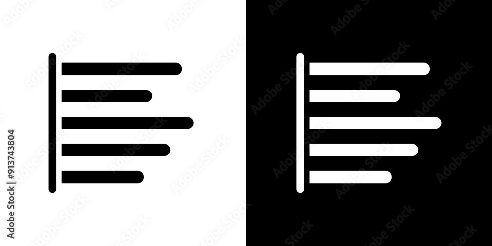 Poster align left icon flat vector set outline
