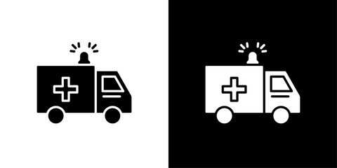 Ambulance icon Flat vector set outline © Krupal
